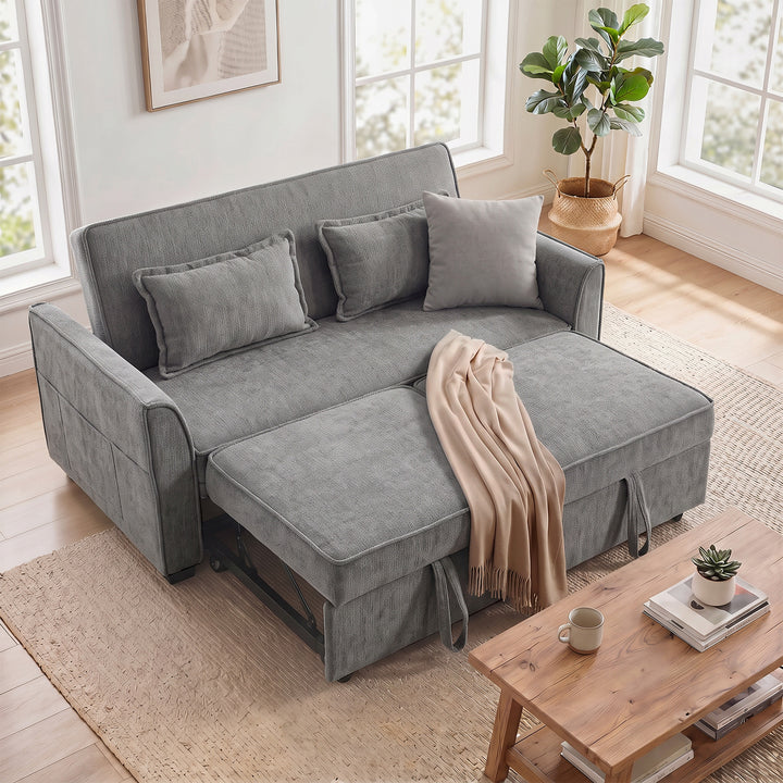2 Seater Sofa Bed, 4-in-1 L-Shaped Convertible Pull-Out Sleeper Sofa w