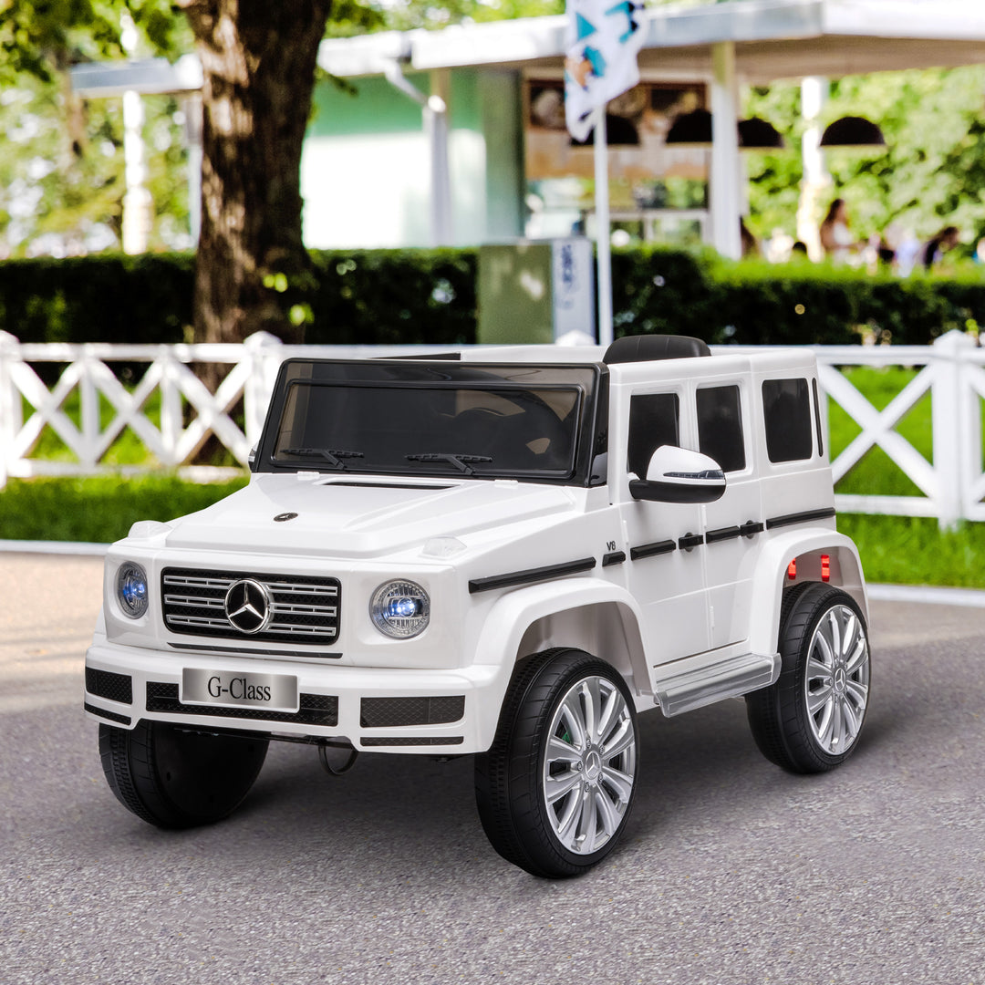 MCL Mercedes Benz G500 Licensed 12V Kids Electric Ride On Car  Toy with Parental Remote Control Battery-powered 2 Motors Music Lights MP3 for 3-8 Years Old White
