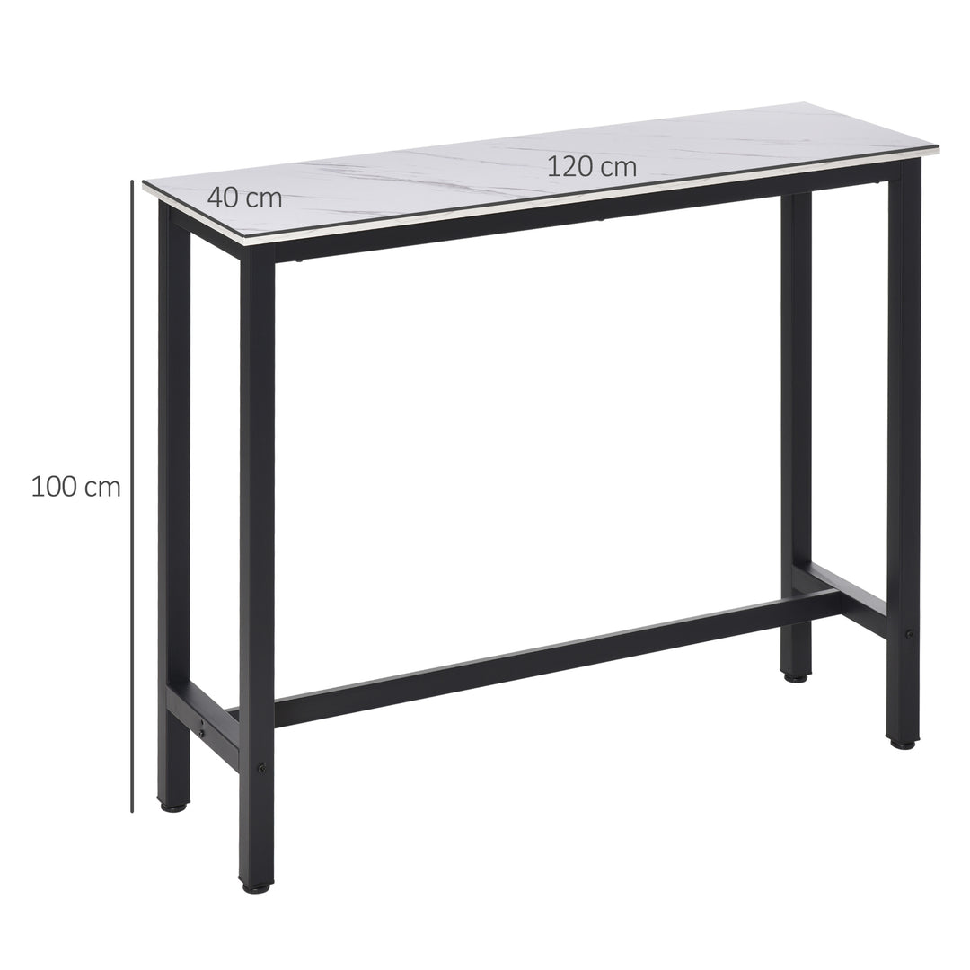 MCL Rectangular Bar Table, Wood Effect Coffee Table for Small Space, Breakfast Dining, Kitchen, Industrial, White & Black