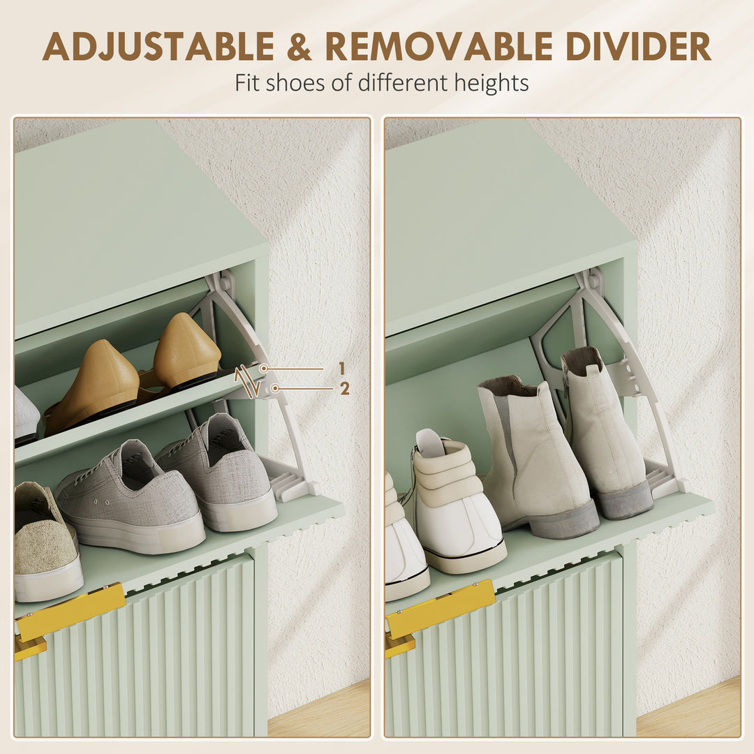 Elegant Four-Drawer Shoe Cabinet - Light Green