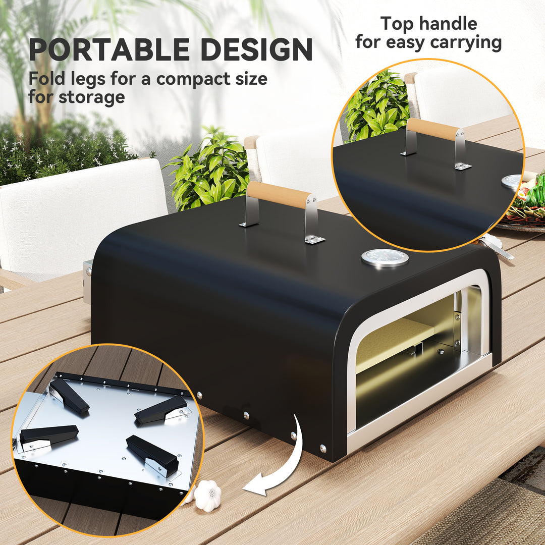 Gas Powered 12" Pizza Oven - Black