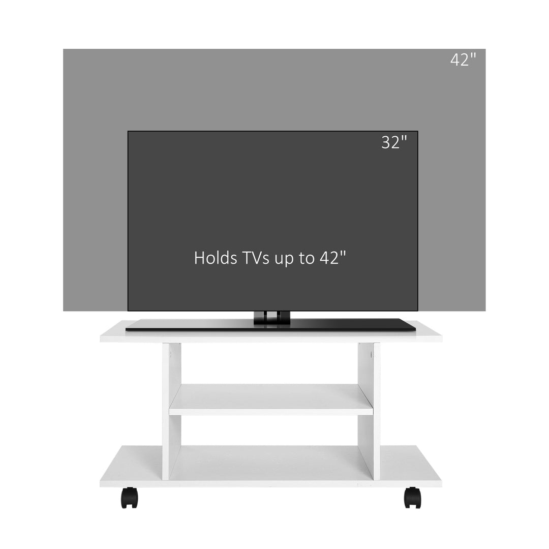 HOMCOM TV Stand W/ Shelves -White | Aosom UK