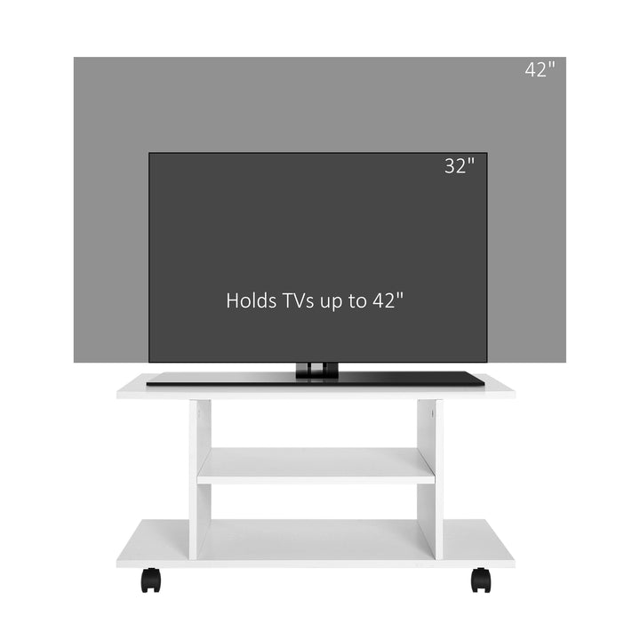 HOMCOM TV Stand W/ Shelves -White | Aosom UK