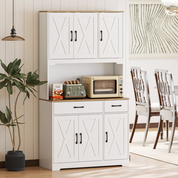 175 cm Tall Kitchen Pantry Cabinet with Microwave Stand, Freestanding - view 2