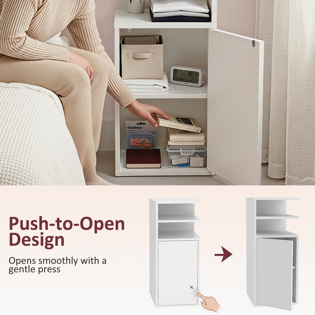 Slim Bedside Table Set of 2, Narrow Bedside Cabinet with Open Cubbies 