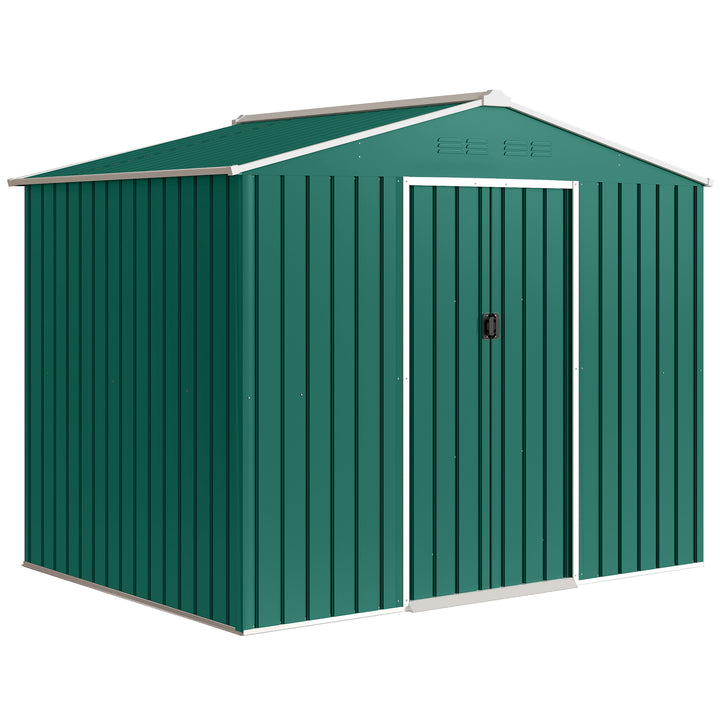 8 x 6ft Galvanised Steel Shed, with Double Door - Green