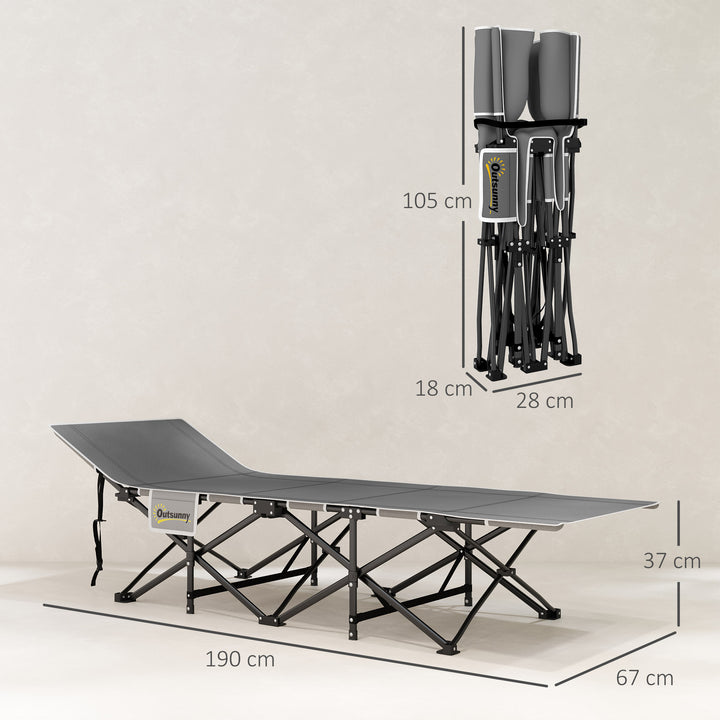67cm Wide Folding Bed, Camping Cot for Adults with Mattress, Storage P