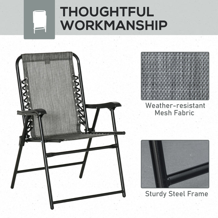 Set of 6 Patio Folding Chair Set, Garden Portable Outdoor Chairs with Armrest and Breathable Mesh Fabric Seat and Backrest, for Camping, Beach, Deck, Lawn, Grey