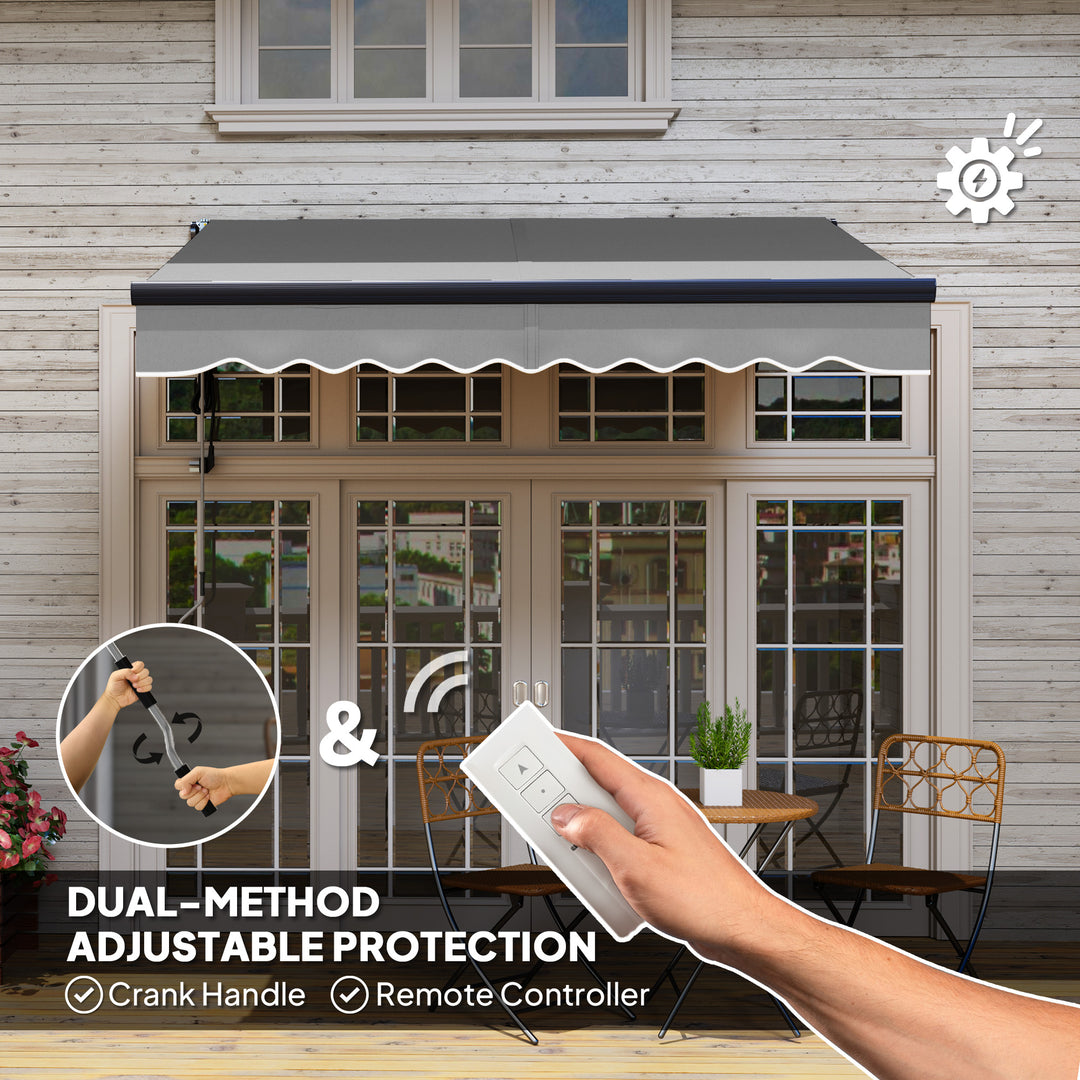 2.5 x 2m Electric Awning with Remote Controller, Aluminium Frame DIY Retractable Awning, UV30+ Sun Shade Canopy for Garden Patio Deck Door Window, Dark Grey