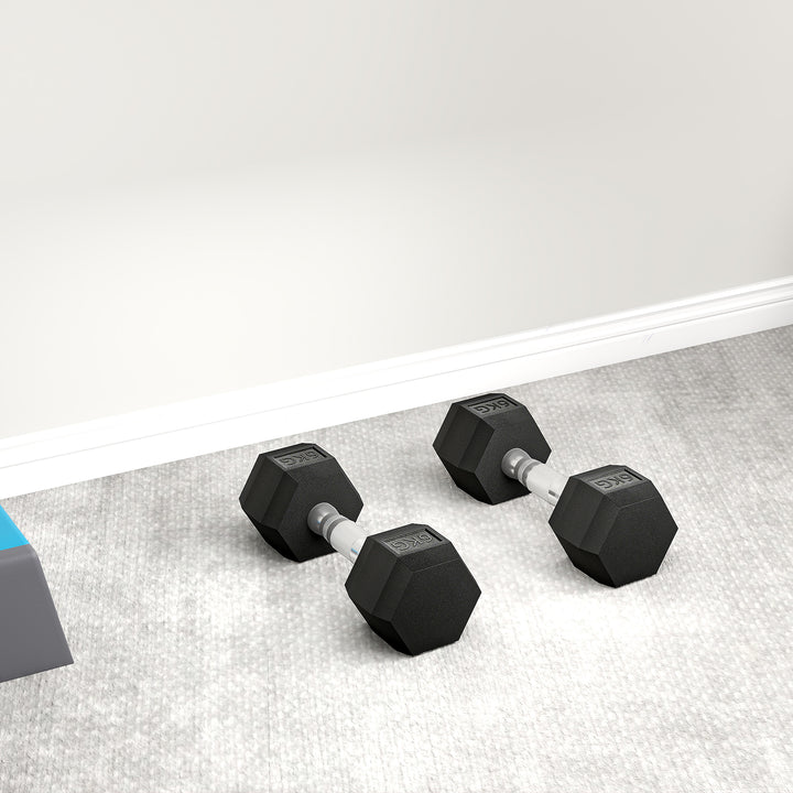 2x6kg Hex Dumbbells Set Rubber Dumbbells Weight Lifting Equipment Fitness Home Gym