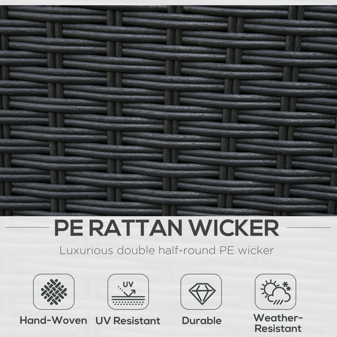 MCL 8 Pieces PE Rattan Sofa Set with Cushions, Garden Corner Sofa with 4 Seater Sofa, 2 Footstools and 2 Coffee Table Set, Space-saving Design, No Assembly Required, Black