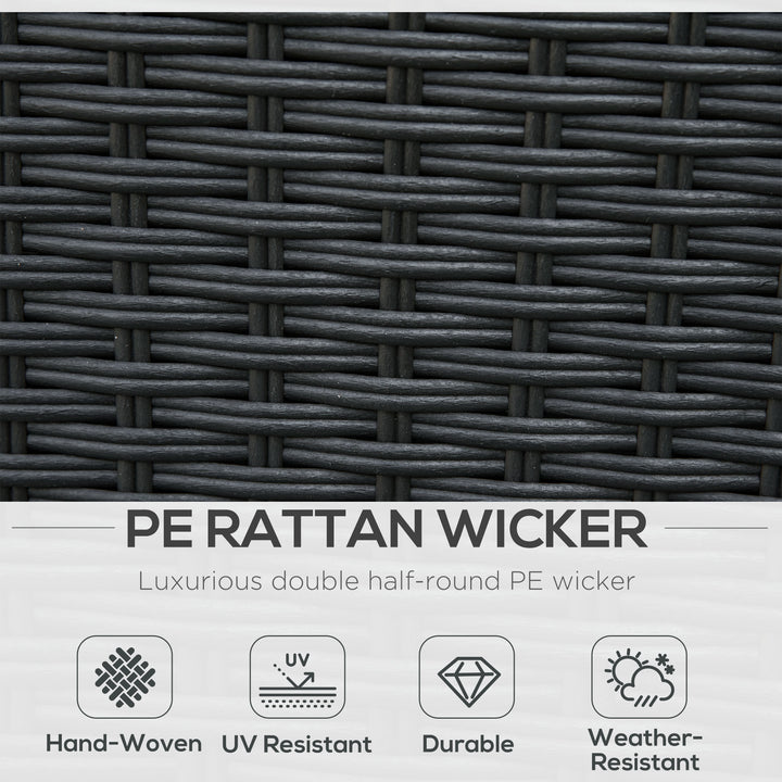 MCL 8 Pieces PE Rattan Sofa Set with Cushions, Garden Corner Sofa with 4 Seater Sofa, 2 Footstools and 2 Coffee Table Set, Space-saving Design, No Assembly Required, Black