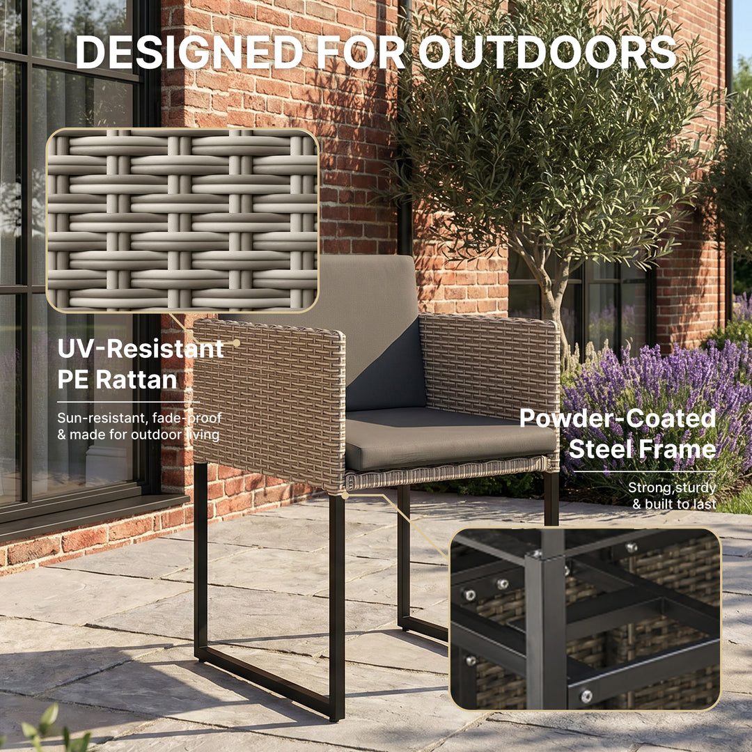 7 Piece Rattan Garden Furniture Set, Garden Dining Set with Wood-Plast