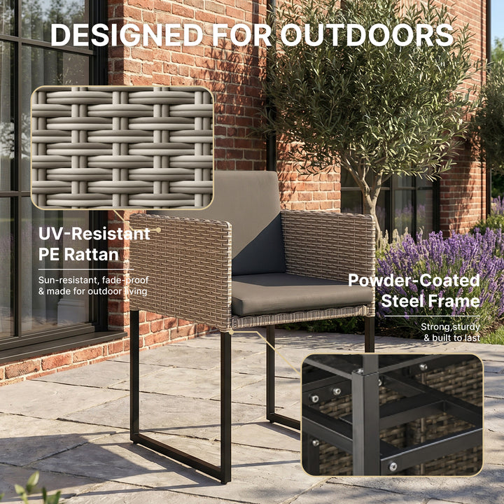 7 Piece Rattan Garden Furniture Set, Garden Dining Set with Wood-Plast