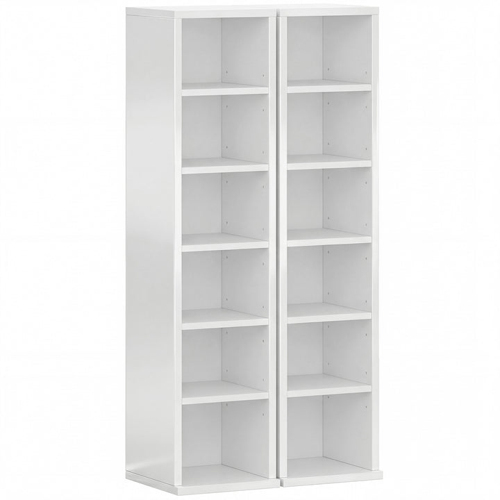 Set of 2 CD Media Display Shelf Unit Tower Rack with Adjustable Shelve