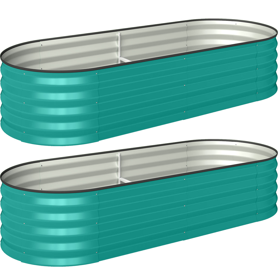 Set of Two 150 x 60cm Steel Planters - Green