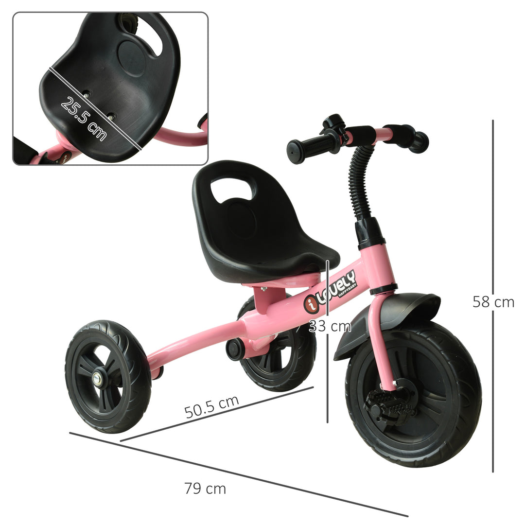 HOMCOM Toddler Trike: Pedal-Powered Adventure for Little Riders, Sturdy Frame, Vibrant Pink | Aosom UK