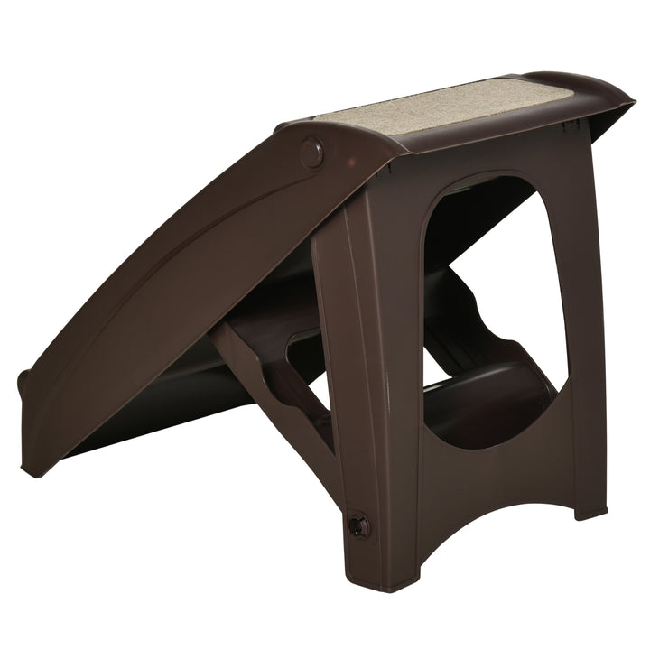 Foldable Four-Step Pet Stairs, for Cats, Small Miniature Dogs, with Non-Slip Mats 62 x 38 x 49.5cm - Brown