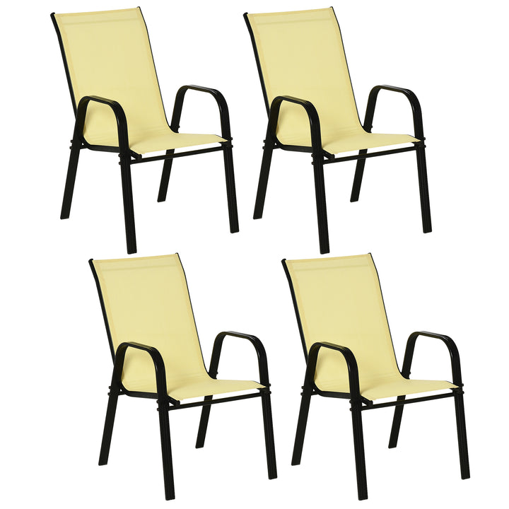 MCL Set of Four Stackable Mesh Seat Chairs - Beige