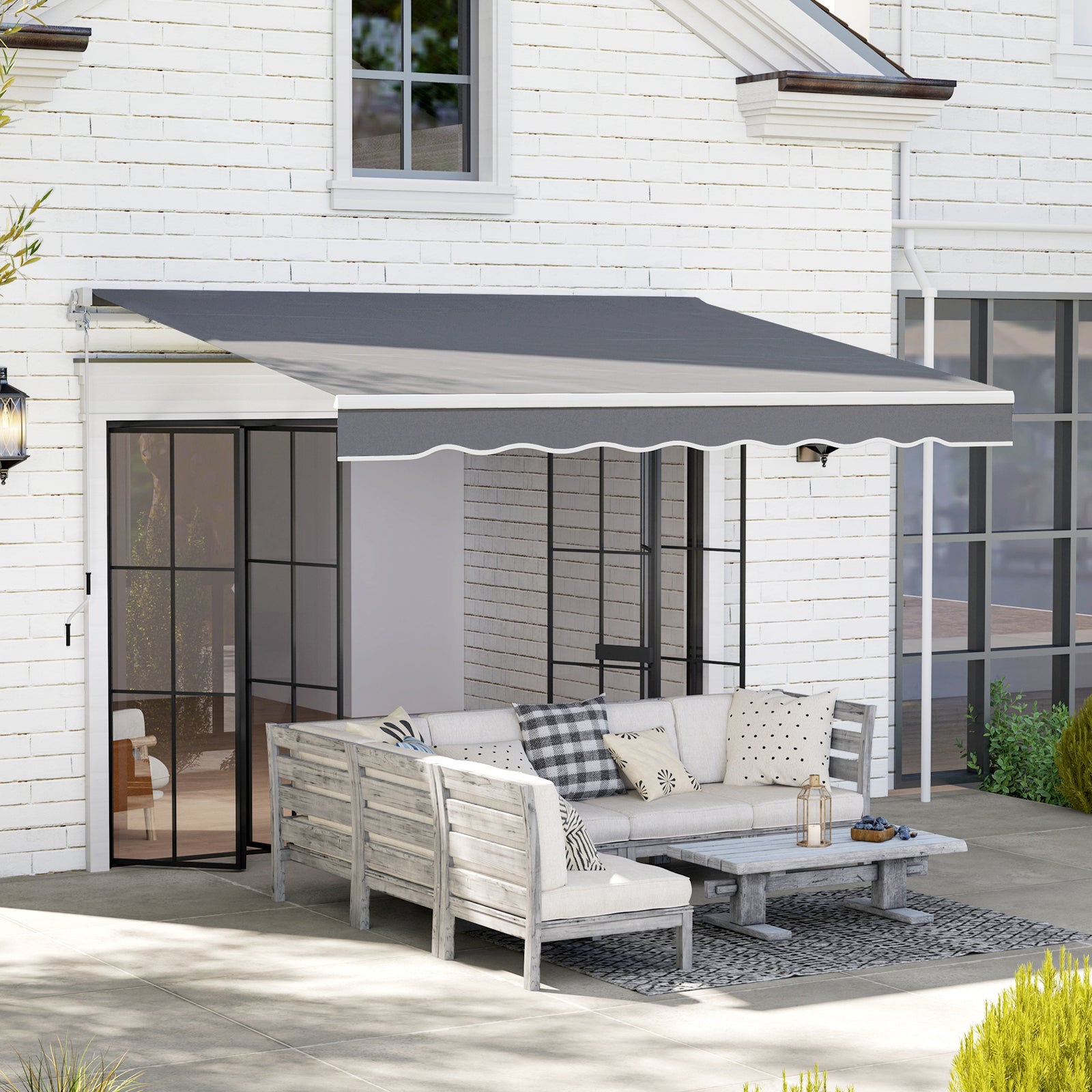 2 x 2.5m Manual Retractable Awning - Dark Grey