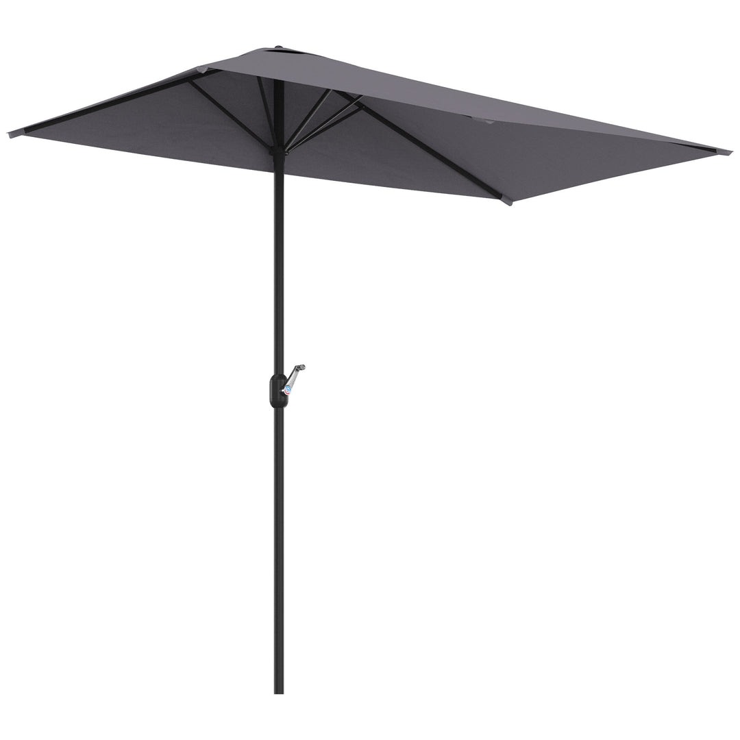 Balcony Half Parasol Semi Round Umbrella Patio Crank Handle (2.3 m, Grey)- NO BASE INCLUDED