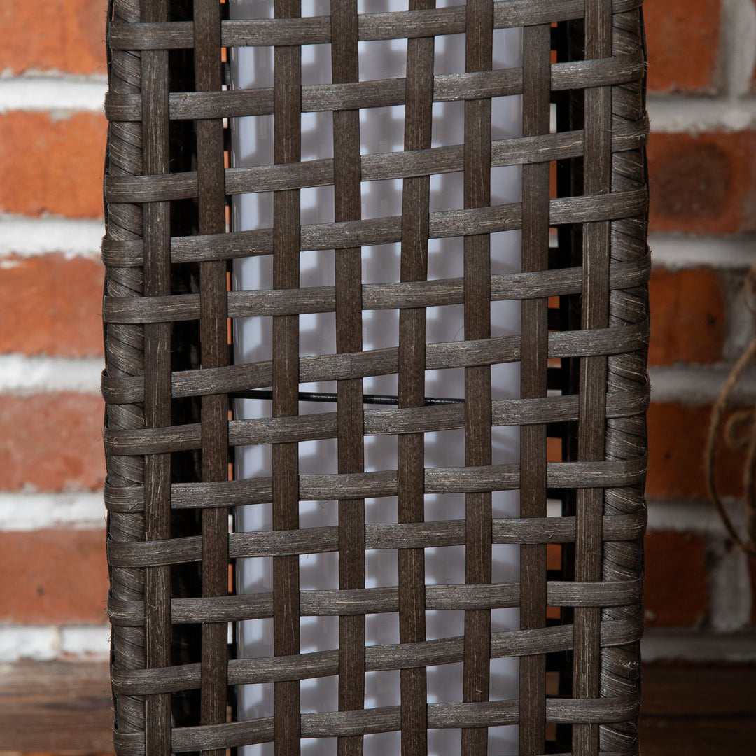 Outdoor Rattan Solar Lantern, Brushed PE Wicker Patio Garden Lantern wtih Auto On/Off Solar Powered LED Lights for Indoor & Outdoor Use, Porch, Yard, Lawn, Courtyard, Grey