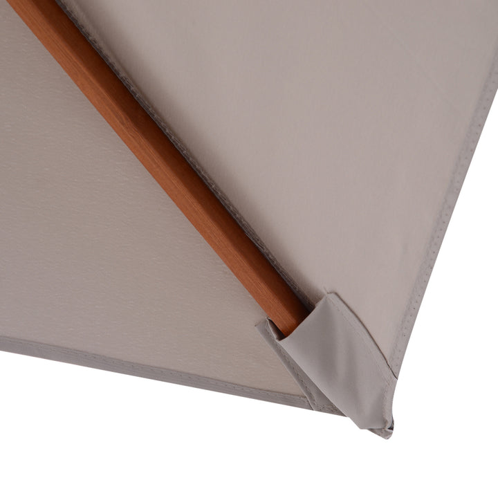 Outsunny 2m x 1.5m Garden Parasol Umbrella with Tilting Sunshade Canopy, Outdoor Market Table Umbrella with Wood and Bamboo Frame, Grey