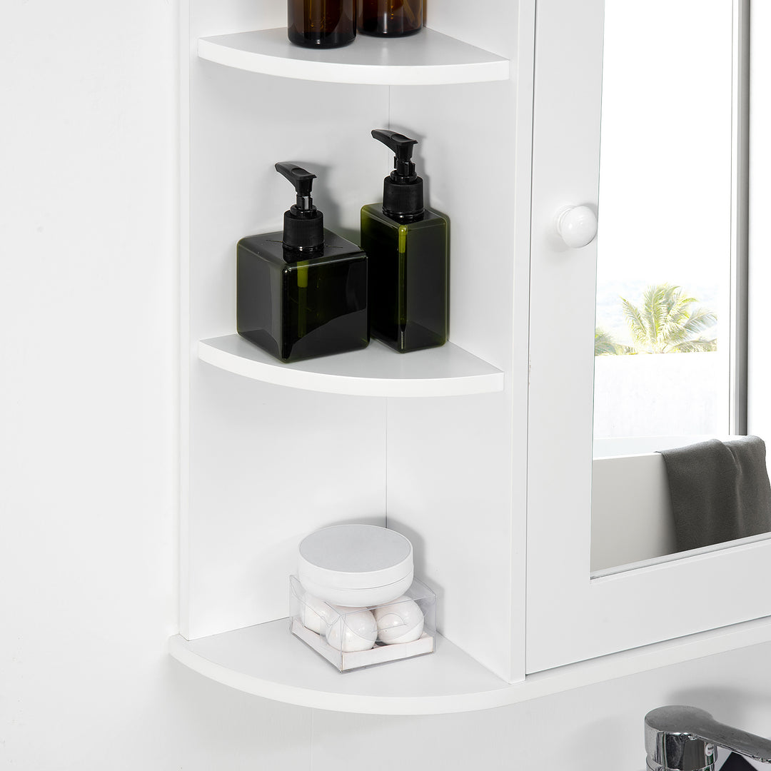 MCL Wall Mounted Bathroom Cabinet with Mirror Single Door Storage Organizer 2-tier Inner Shelves White