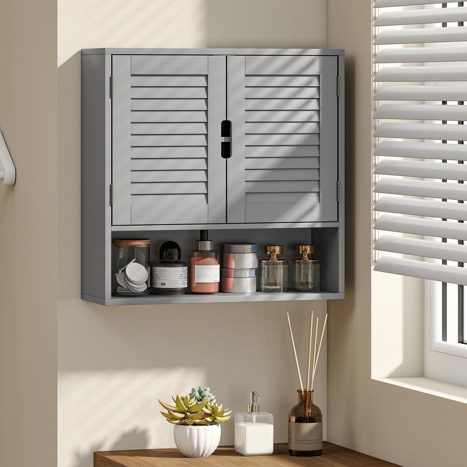 Bathroom Cabinet, Wall Mounted Storage Cabinet with Adjustable Shelves