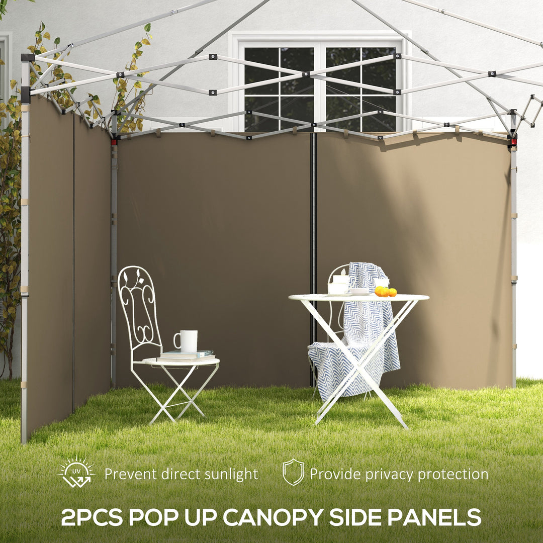 Outsunny Gazebo Side Panels, 2 Pack with Zipped Doors, Replacement for 3x3m or 3x6m Pop Up Gazebos, Beige