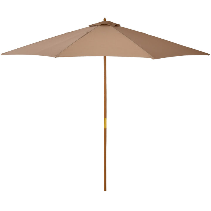 MCL 3(m) Garden Umbrella Wooden Parasol 8 Ribs Bamboo Sun Shade Patio Outdoor Umbrella Canopy Khaki