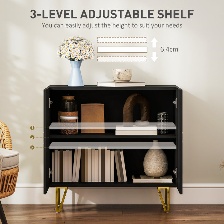 Modern Luxe High Gloss Sideboard, with Hairpin Legs - Black