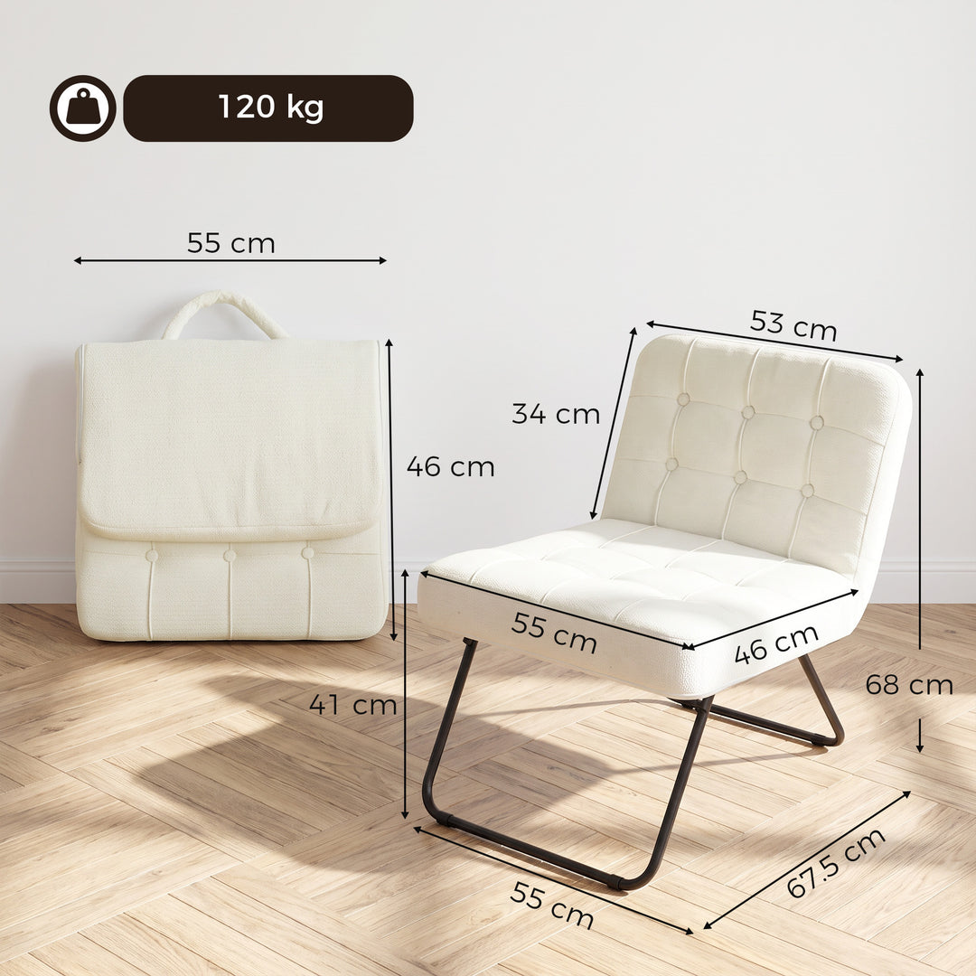 Modern Accent Chair, Foldable Chenille Upholstered Lounge Chair with - view 3