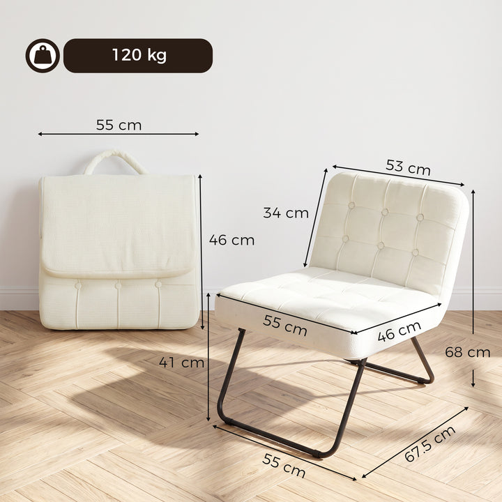 Modern Accent Chair, Foldable Chenille Upholstered Lounge Chair with - view 3