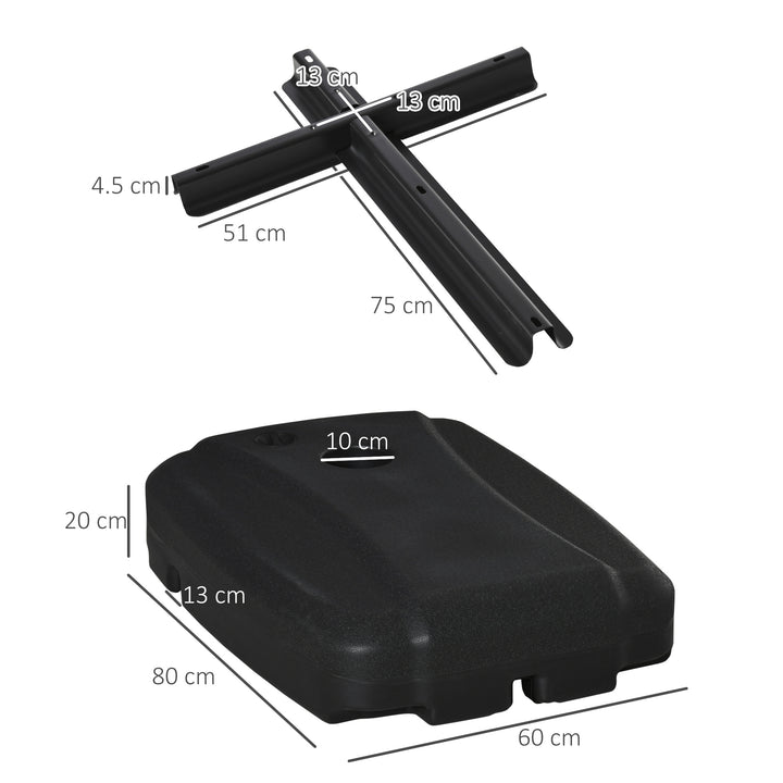 Parasol Base, Water and Sand Filled, Up to 100kg, Portable Umbrella Stand Weights for Cantilever Banana Parasol with Wheels, Black