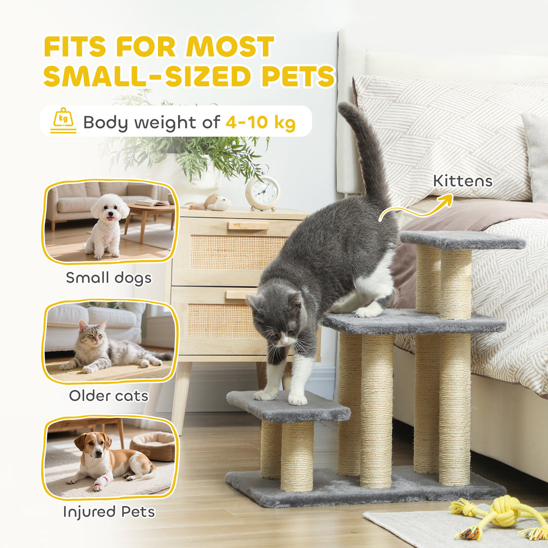 Dog Steps for Bed, 3 Step Adjustable Pet Stairs for Sofa with 6 Sisal 