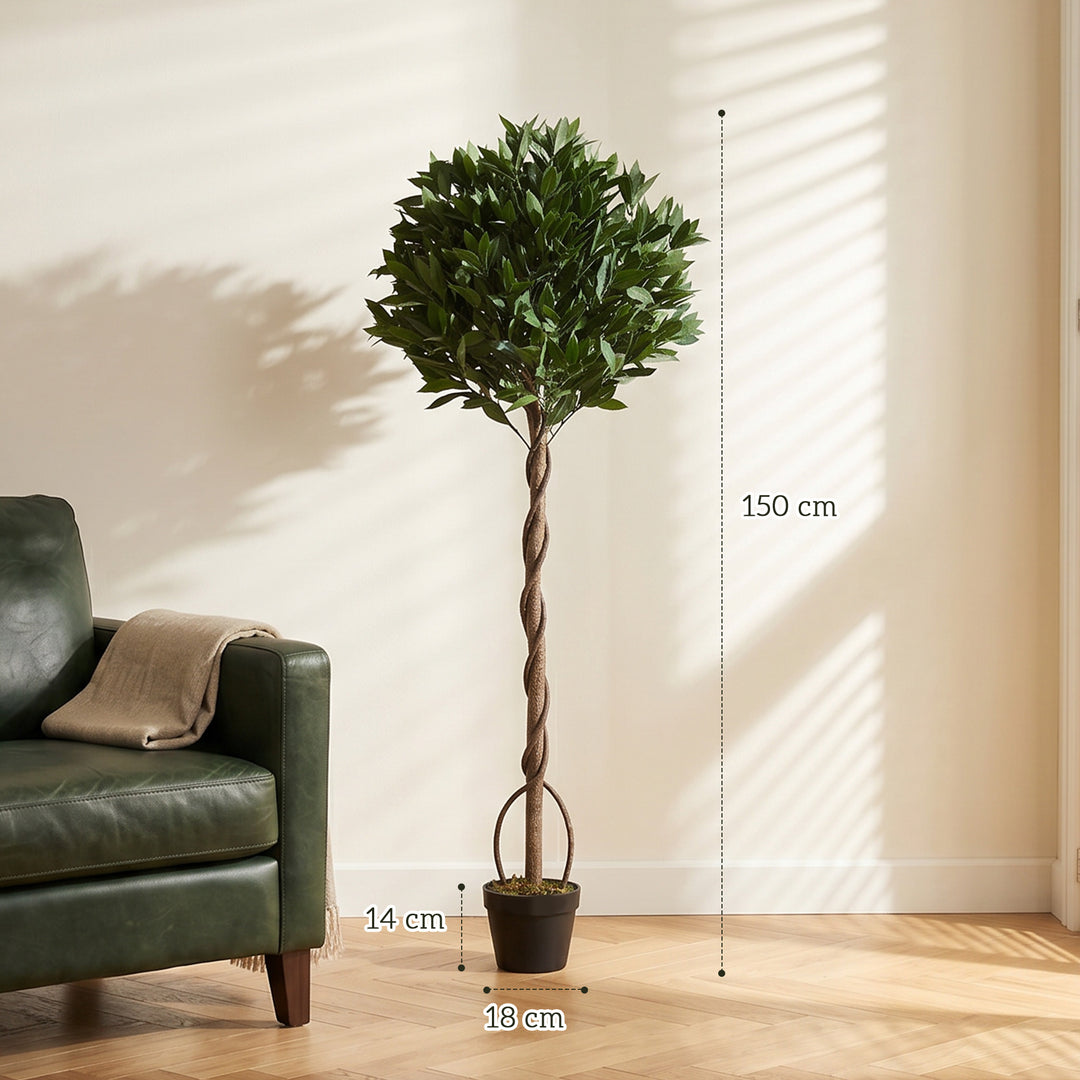 Realistic Lush Topiary Ball Tree, Artificial Bay Laurel Topiary Trees 