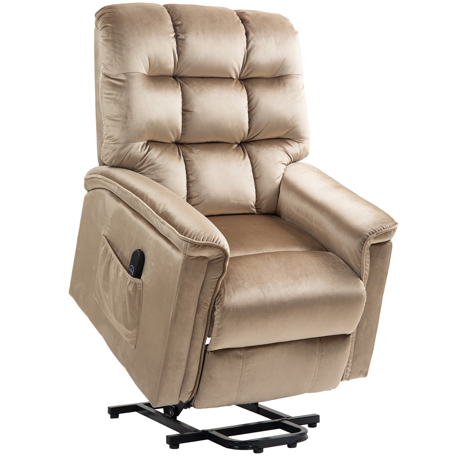 Velvet-Feel Electric Lift Recliner Chair - Brown