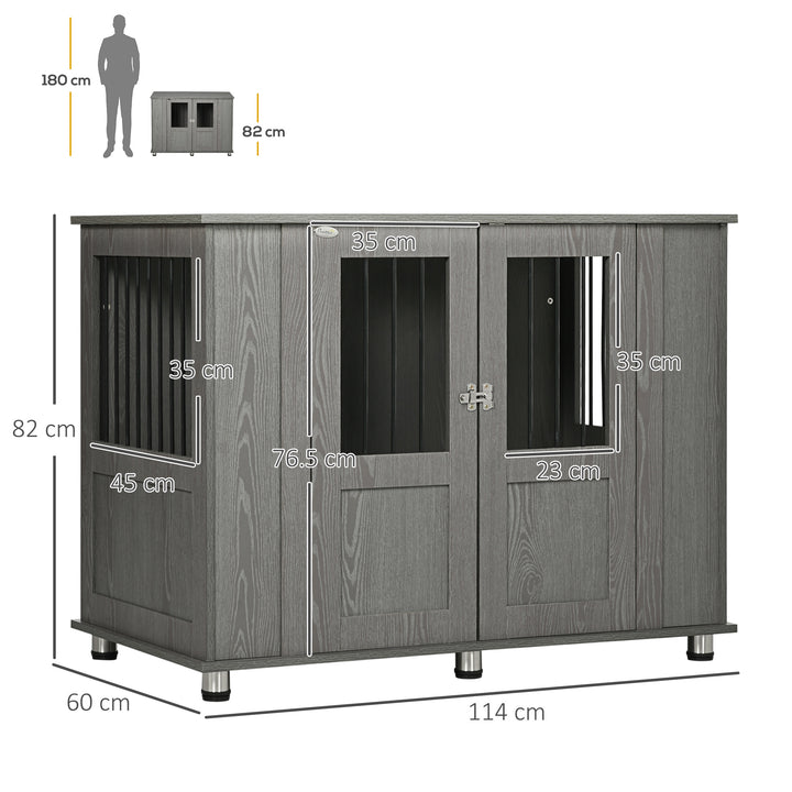 Dog Crate Table for Medium and Large Dogs with Magnetic Door for Indoor Use, 114 x 60 x 82 cm, Grey