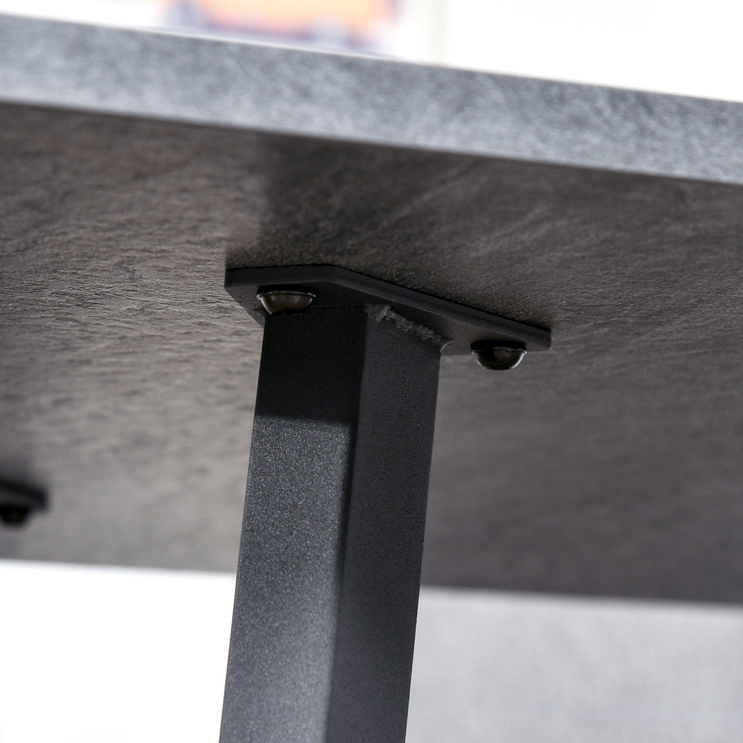 MCL Dining Table, Contemporary Rectangle Kitchen Table with Metal Legs and Spacious Tabletop for Dining Room, Living Room, Dark Grey