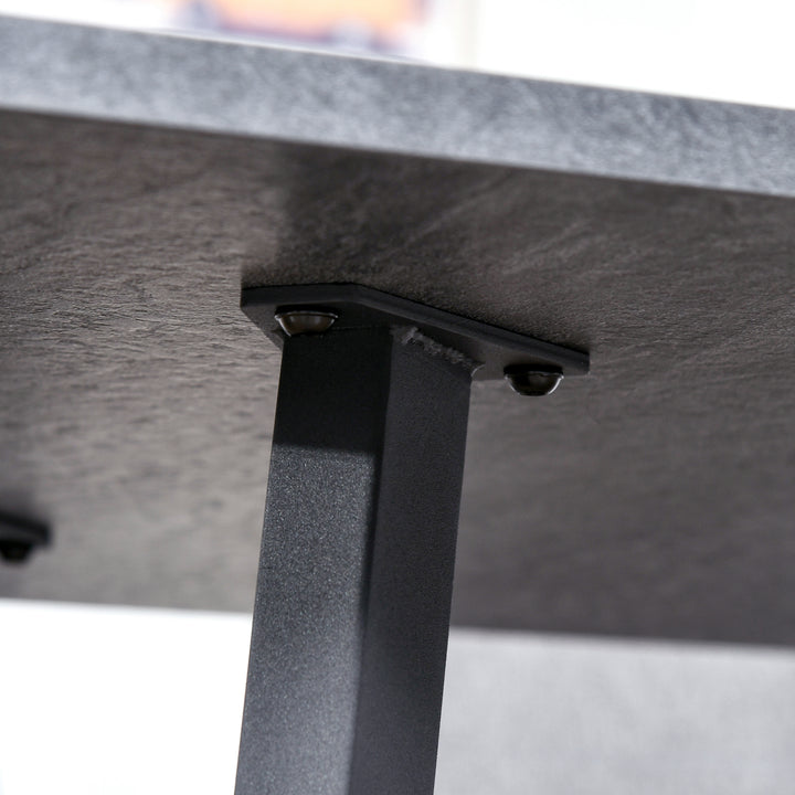 MCL Dining Table, Contemporary Rectangle Kitchen Table with Metal Legs and Spacious Tabletop for Dining Room, Living Room, Dark Grey