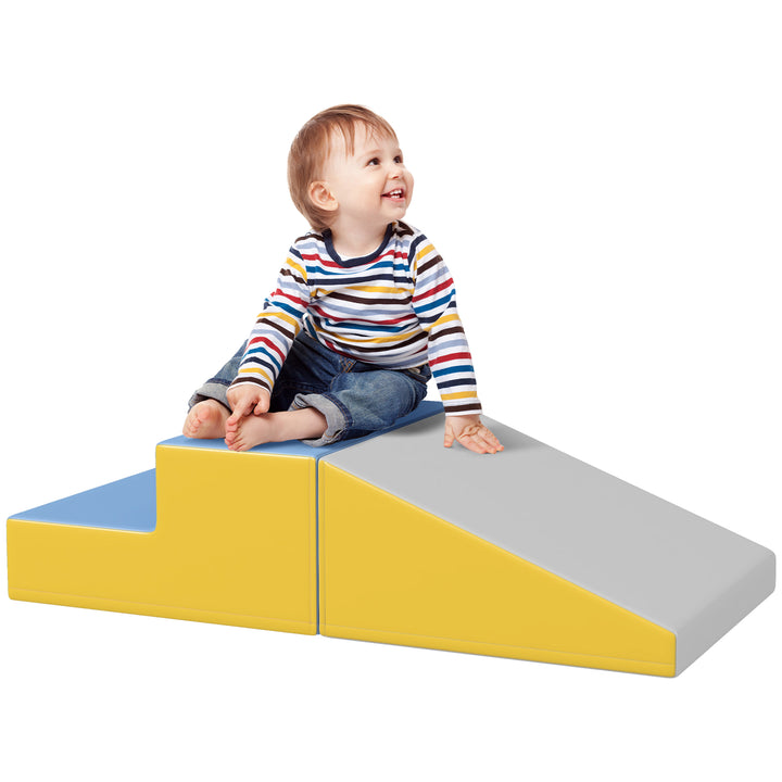 HOMCOM 2 Piece Soft Play Set for Toddler Climb and Crawl, for 12-36 Months, Grey | Aosom UK