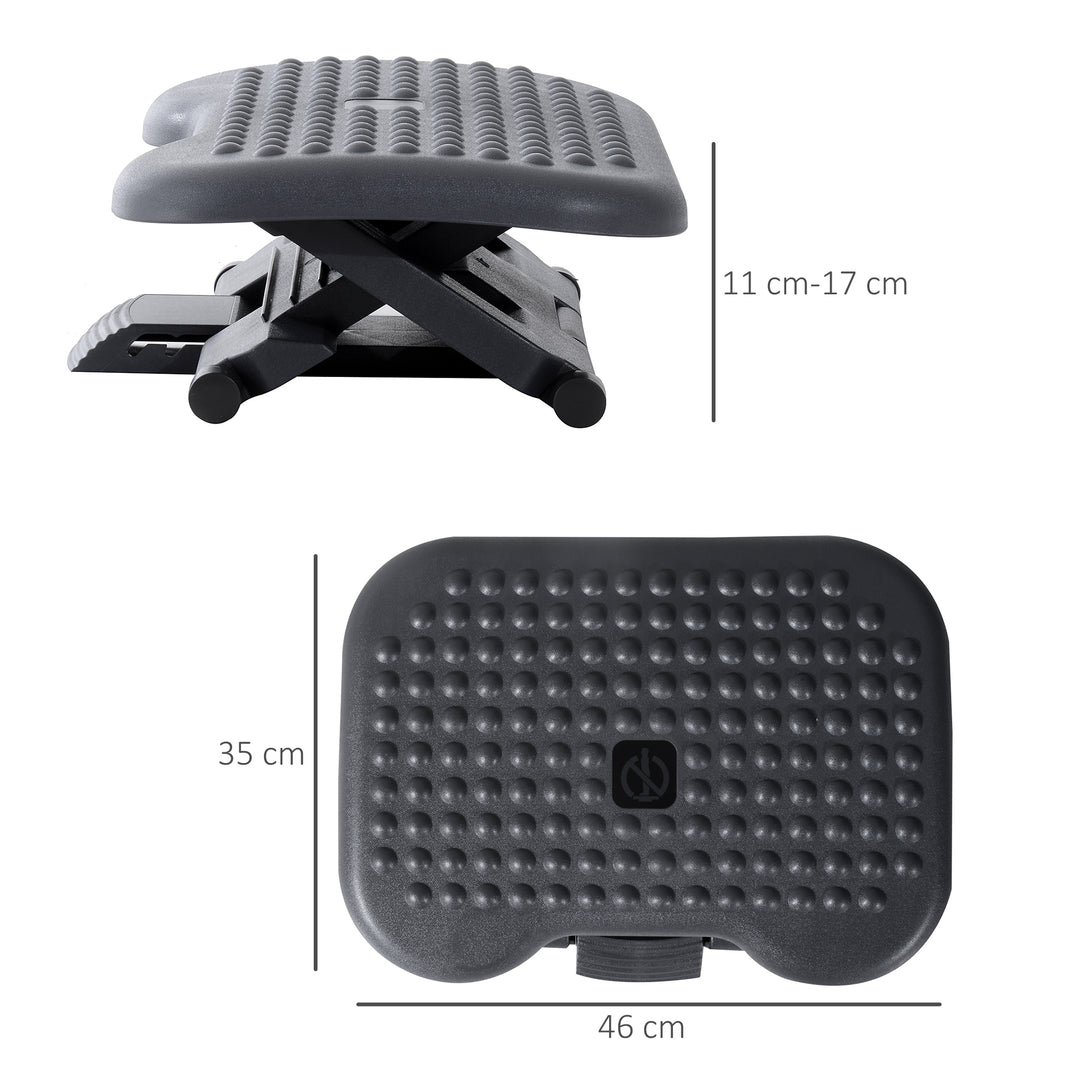 Footrest Adjustable Height & Angle Tilting Platform Home Office Foot Rest Charcoal Grey