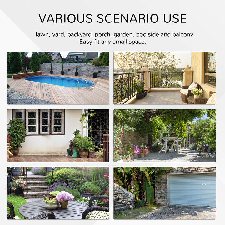 MCL Folding Rattan Garden Dining Table, 68 cm Round Rattan Garden Table with Water Ripple Tempered Glass Top, Wicker Edging  and Steel Frame for Outdoor, Patio, Brown