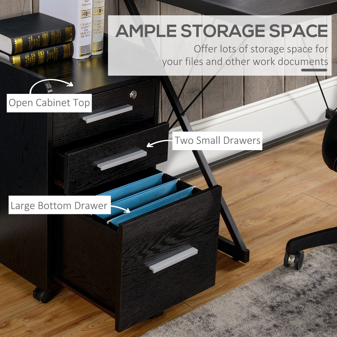 Three-Drawer Lockable Filing Cabinet - Black