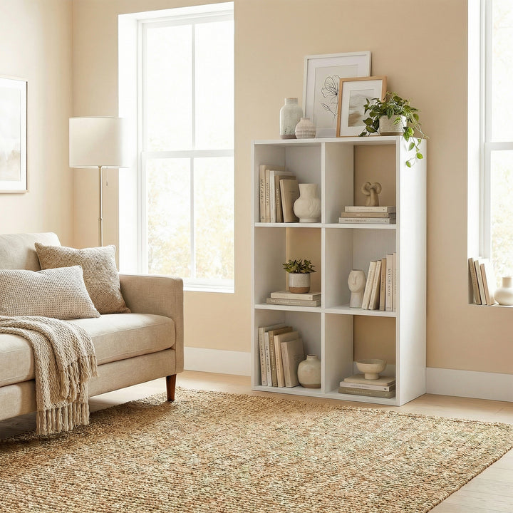 Industrial Style Storage Shelf, Bookcase, Bookshelf with 6 Compartment