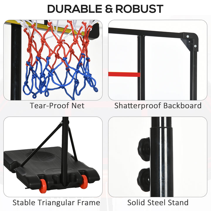 SPORTNOW Height Adjustable Basketball Hoop and Stand for Kids with Sturdy Backboard and Weighted Base, Portable on Wheels, 1.8-2m | Aosom UK