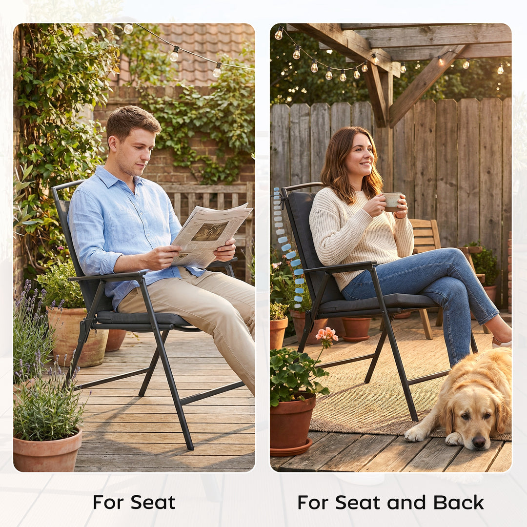 Outdoor Seat Cushions Set of 2 with Ties, Waterproof Garden Seat Pads,