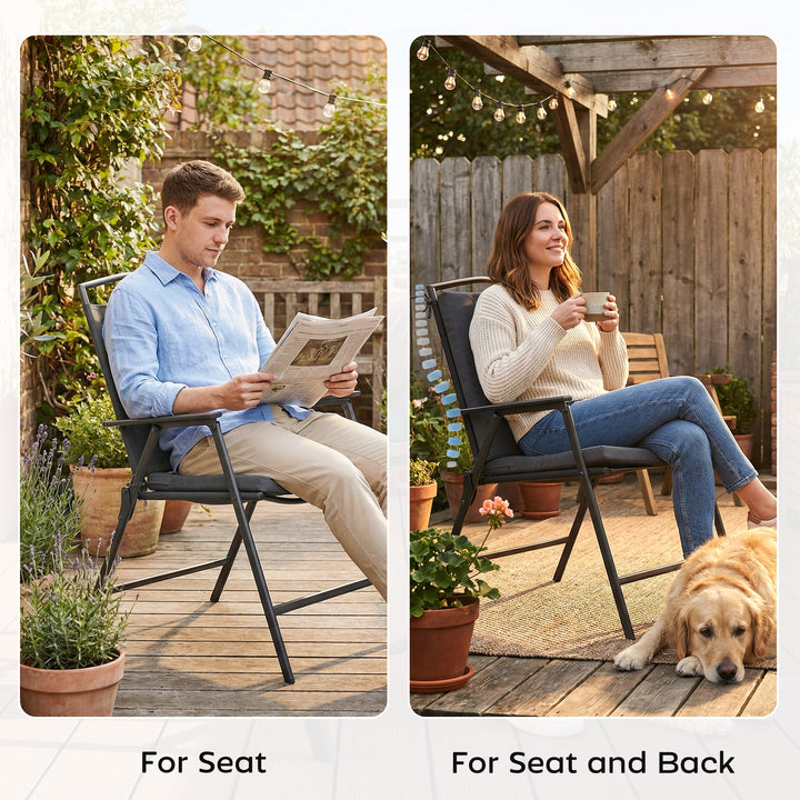 Outdoor Seat Cushions Set of 2 with Ties, Waterproof Garden Seat Pads,