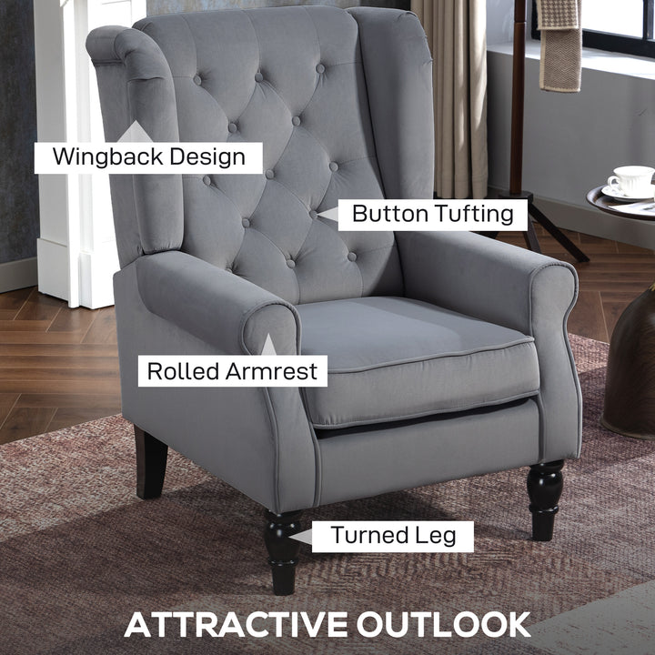 Wingback Accent Chair, Retro Upholstered Button Tufted Occasional Chai